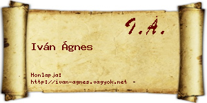 Iván Ágnes névjegykártya